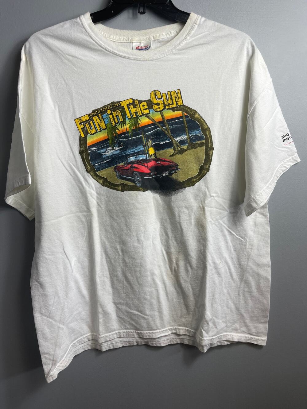 Vintage 2005 Corvette Funfest T Shirt 2XL Mid-America Motorworks Fun in The Sun